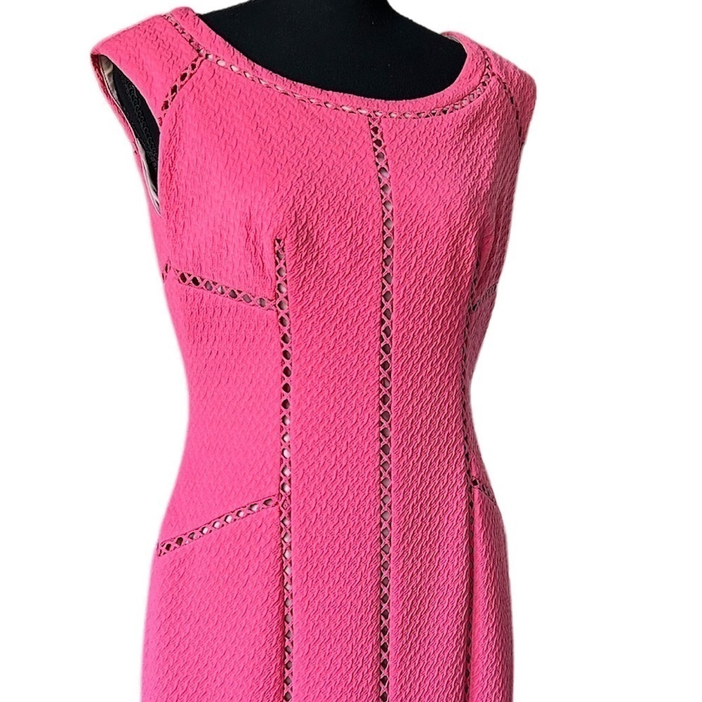 Adrianna Papell Pink Nude Lined Cutout Dress SZ 4 Wedding Guest Career Date